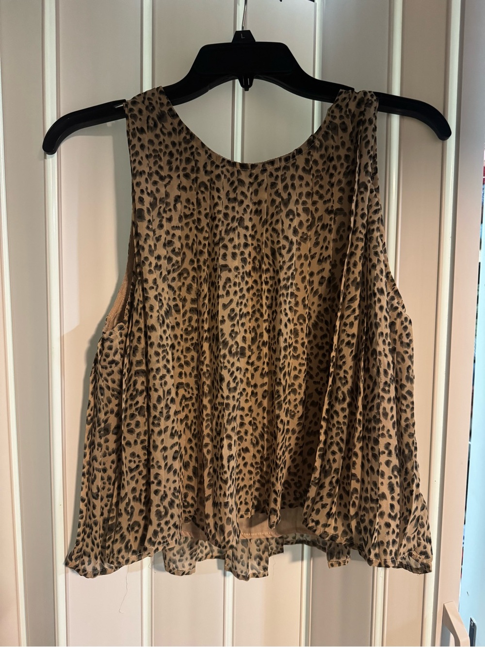 She + Sky Tan and Black Leopard Print Sleeveless Camisole